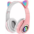 Fone de ouvido Gatinho gamer sem fio (Rosa)