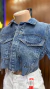 JAQUETA CROPPED MANGA CURTA JEANS BRILHO 40 - comprar online
