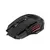 Mouse gamer Dinax DX-GAM007B en vista superior, con diseño ergonómico y detalles retroiluminados en color rojo y negro.