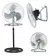 Ventilador Dinax con tres posiciones posibles, tres aspas metálicas y selector de velocidades.