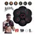 Máquina de boxeo musical con luces LED rojas, incluye guantes, cable de carga y accesorio para montaje.

