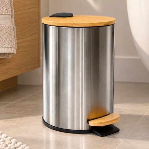 CESTO ACERO TAPA BAMBOO 5LTS 142925