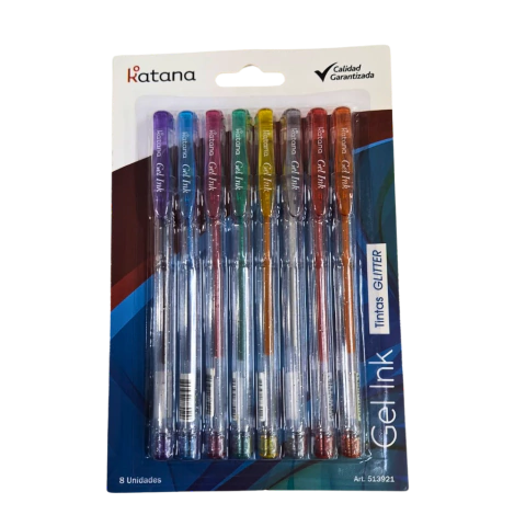 LAPICERA GEL GLITTER x 8 u KATANA BEIFA
