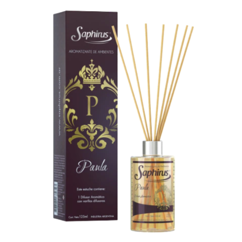 DIFUSOR AROMATICO SAPHIRUS 125ML C/VARILLAS PAULA