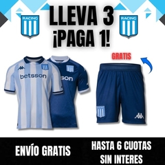 ¡PROMO 3X1 RACING CLUB: CAMISETA TITULAR + ALTERNATIVA Y EL SHORT ORIGINAL DE REGALO!