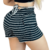 Short Feminino Malha Preto Listrado AJustável com Top - Ribeiro modas