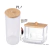 Organizador KIT Porta Algodão Cotonete Tampa de Bambu