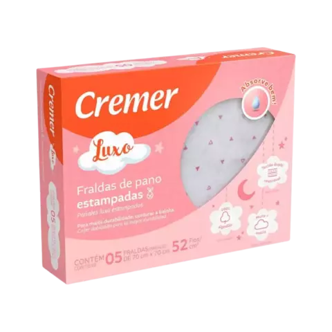 Fraldas de Pano Estampadas Cremer Luxo c 5 Unidades