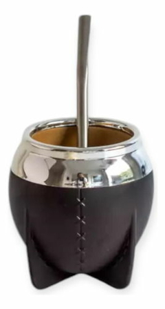 Mate Pampa Tradicional Con Bombilla - Boca Cerrada Negro - comprar online