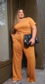 Conjunto Plus Size Calça Reta Elástico Blusa Manga Curta - blessedstore.net.br