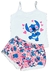 Conjunto Pijama Feminino Verão Roupa de Dormir, blusinha com manga, regata e alcinha c\ shorts Diversos Personagens. - loja online