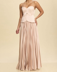 Vestido corse pétalos falda plisada. - comprar en línea