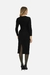 Vestido em malha ribana estruturada 1x1 com elastano e recortes frente em tule. - Di Prado
