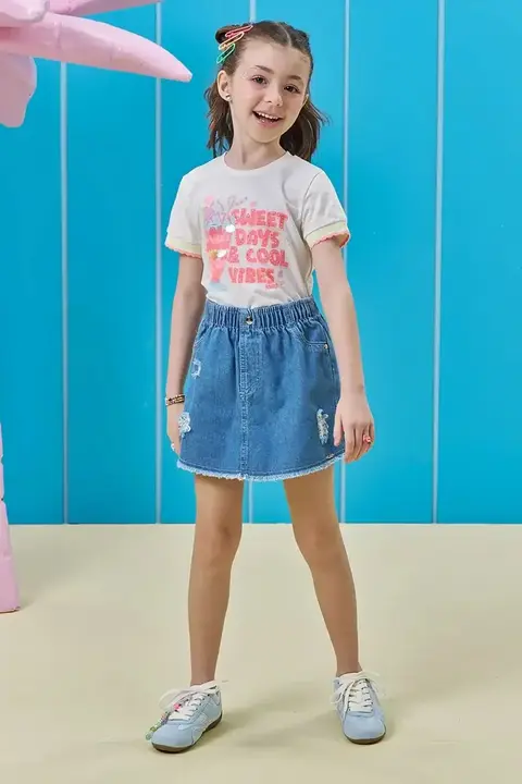 Short Saia em Jeans Kukiê