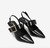 Scarpin Slingback Salto Fino Alto Couro Brilhoso - Preto - Jorge Bischoff