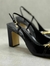 Scarpin Slingback Chain Charm Salto Bloco Pilar Couro Verniz - Preto - Carrano na internet