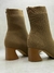 Bota Meia Salto Bloco Wave Knit - Honey - Carrano - ZAPATARIA SHOES