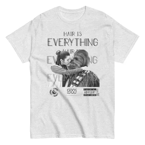 Descubre la playera de Leia & Chewbacca con “Hair Is Everything”. Algodón premium, impresa en EE. UU. Envío rápido. ¡Ordénala ya!