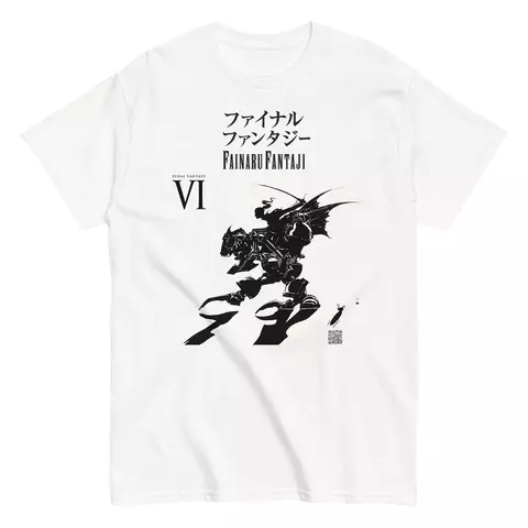 Playera gris con silueta negra Magitek Armor y texto ファイナルファンタジー VI