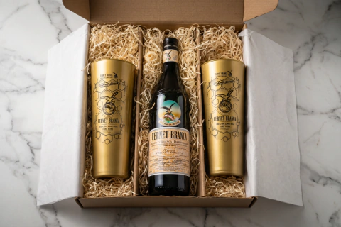 Box Fernet con Vasos Edicion Dorado