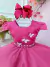 Vestido Infantil Pink C/ Glitter e Aplique de Borboletas (0112PK)