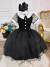 Vestido Infantil Preto Gola Branca C/ Glitter Princesas (4047PT)