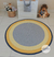 tapete infantil de crochê nas cores cinza , amarelo e azul
tapete infantil menino