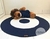 Tapete Infantil redondo , nas cores azul marinho e off white, com 80 cm de diâmetro. - Ateliê Vera Peixoto - tapetes de crochê para decoração quarto de bebê e infantil