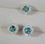 Conjunto Brinco Pingente Redondo, Zirconia Verde Água e Cristal 7mm - comprar online