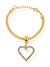 Pulseira Folheado a Ouro 18k Malha Com Coração Vazado e Cravejado Cod 82