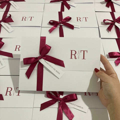 CONVITES embalado com laço pronto | Fita de cetim - Fazemos no tom do seu casamento - comprar online