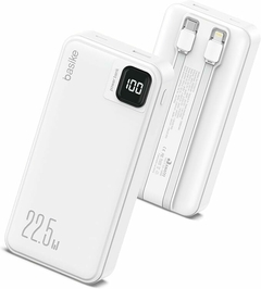 Basike Power Bank 20000mAh – Carregador Portátil Rápido com 2 Cabos Integrados