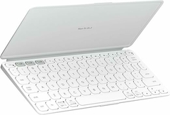 Teclado Sem Fio Logitech Keys-To-Go 2 - Ultraportátil, Bluetooth, Compatível com iPad/iPhone/Windows, Cinza Claro