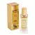 Perfume feminino em frasco de vidro retangular com tampa dourada, acompanhado de embalagem dourada decorada com detalhes brilhantes, inspirado na Lady Million, da coleção Brand Collection, com fragrância Gold Diamond, 30ml.