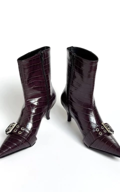 BOTINETA DAKOTA Croco Bordo - Málina
