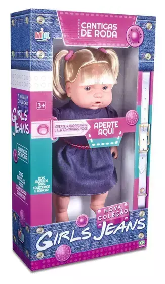 Boneca Nova Coleção Girls Jeans Cantigas Milk