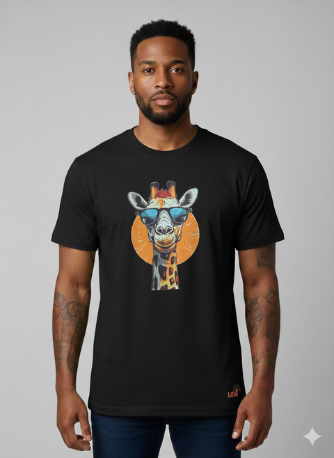Remera con estampado de jirafa con gafas