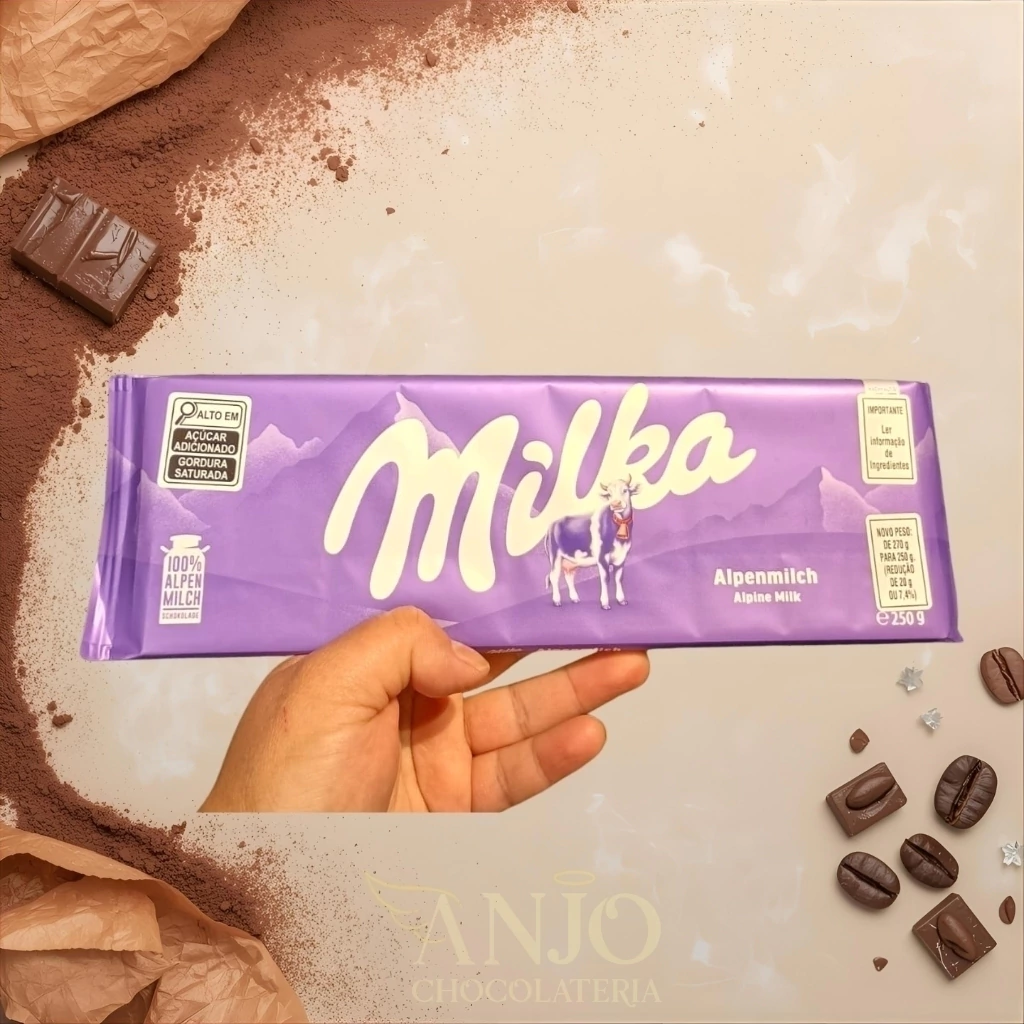 Chocolate Milka Ao Leite Alpino 250g – Tablete Cremoso e Importado da Europa