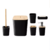 Set Baño Bambú Plásticox6 Completo Cest Escobilla Dispenser Negro - Tienda Consaco