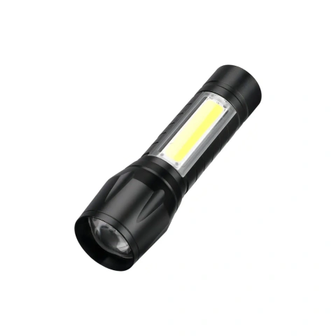 Linterna Táctica Recargable USB 1000lm LED Zoom Aluminio Negro Resistente Agua