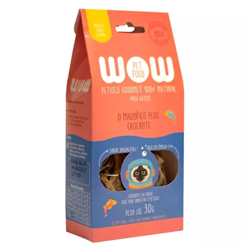 Petisco WOW Pet Food para Gatos Sabor Peixe Crocante 30g
