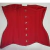 Corset underbust longline em sarja vermelha, com detalhes em busk prateado.