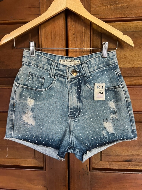 Shorts jeans feminino pedraria
