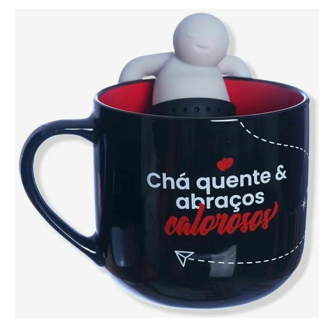 Caneca com Infusor – Chá Quente & Abraços Calorosos