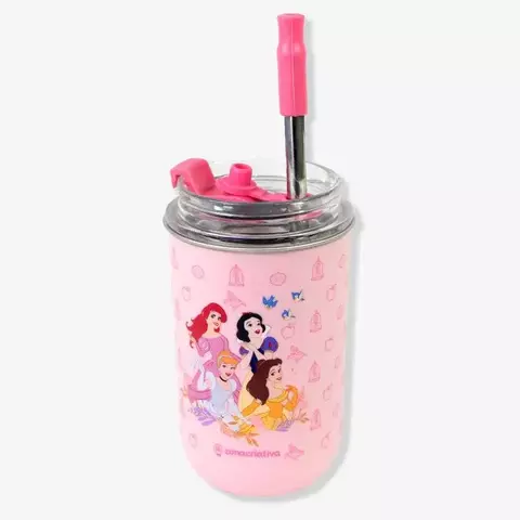 Copo Neo Princesas Disney com Canudo 300ml Zona Criativa