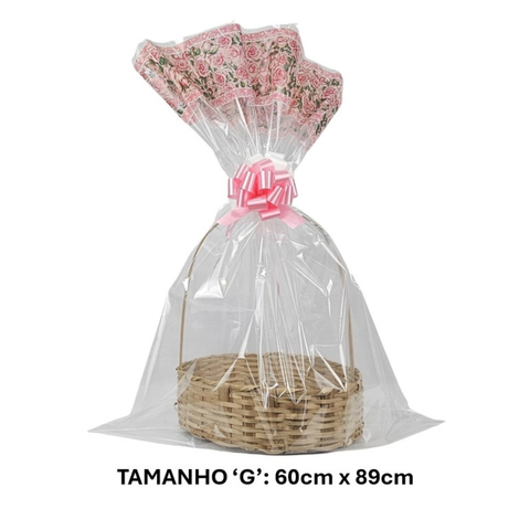 Embale Saco Celofane 60x89cm Rosas Claras 25und Cestas E Presentes