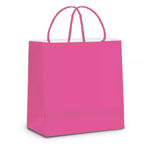 10 sacolas de papel para presente P 21,5x15x8 Rosa cromus