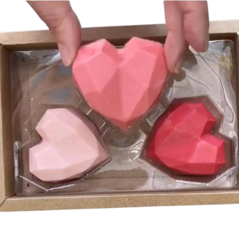 5 Caixas Coração Lapidado De Chocolate Kraft 60G P 3 CAVIDADE