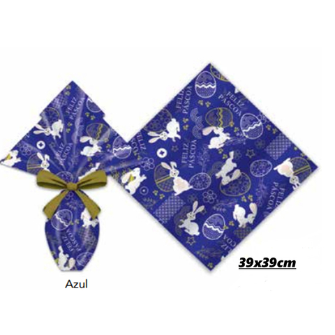 Embale 25 sacos fácil 39x39cm para ovos páscoa 350g A 500g oriente azul