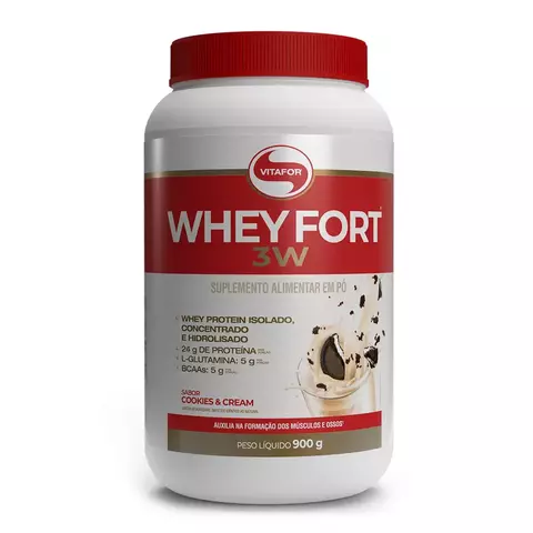Whey fort 3W - 900g Cookies & Cream - Vitafor - comprar online
